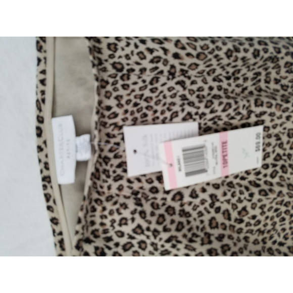 NWT Charter Club Brown Tan Leopard prints 100% silk Women's Skirt Size 10P - Picture 5 of 10